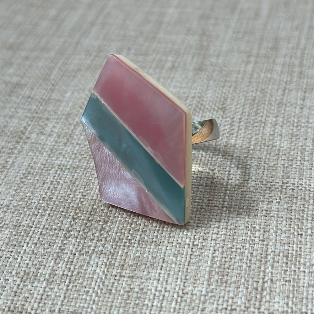 Mcm Inlay Statement Ring Vtg - image 3